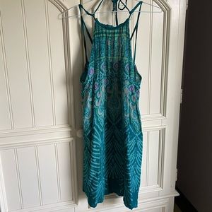 Teal Blue Boho High Neck Billabong Shift Dress 🌿